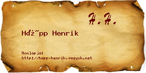 Hápp Henrik névjegykártya